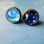 cool earrings [ grdx02061]cool sky stars oil paiting earrings for two VMYECJN
